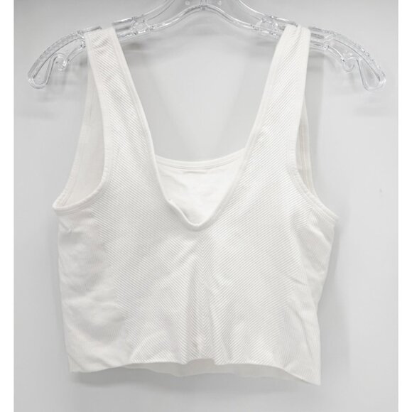 All In Motion Women's Flex V-Neck Cropped Sports Bra - Cream L - Picture 4 of 8